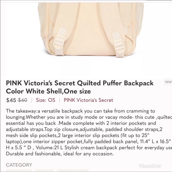 PINK VS QUILTED PUFFER BACKPACK main image 4